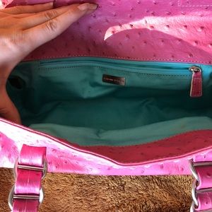 Pink ostrich and zebra print Hand bag
